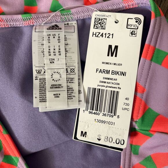 Farm Rio x Adidas Palm Tree High Waist Bikini Bottoms- Size Medium - Picture 3 of 5